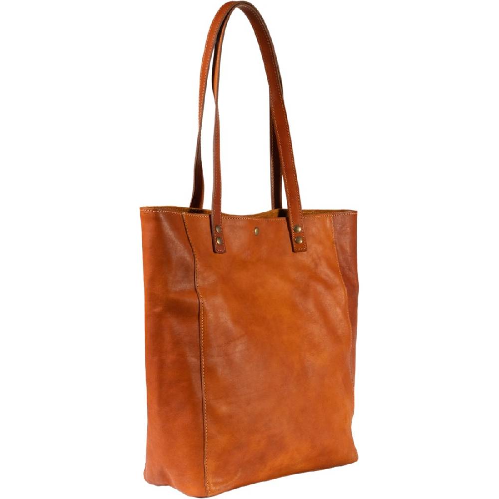 Lartigiano Del Cuoio Shopping bag in pelle color cuoio realizzata a mano in Toscana Nuova