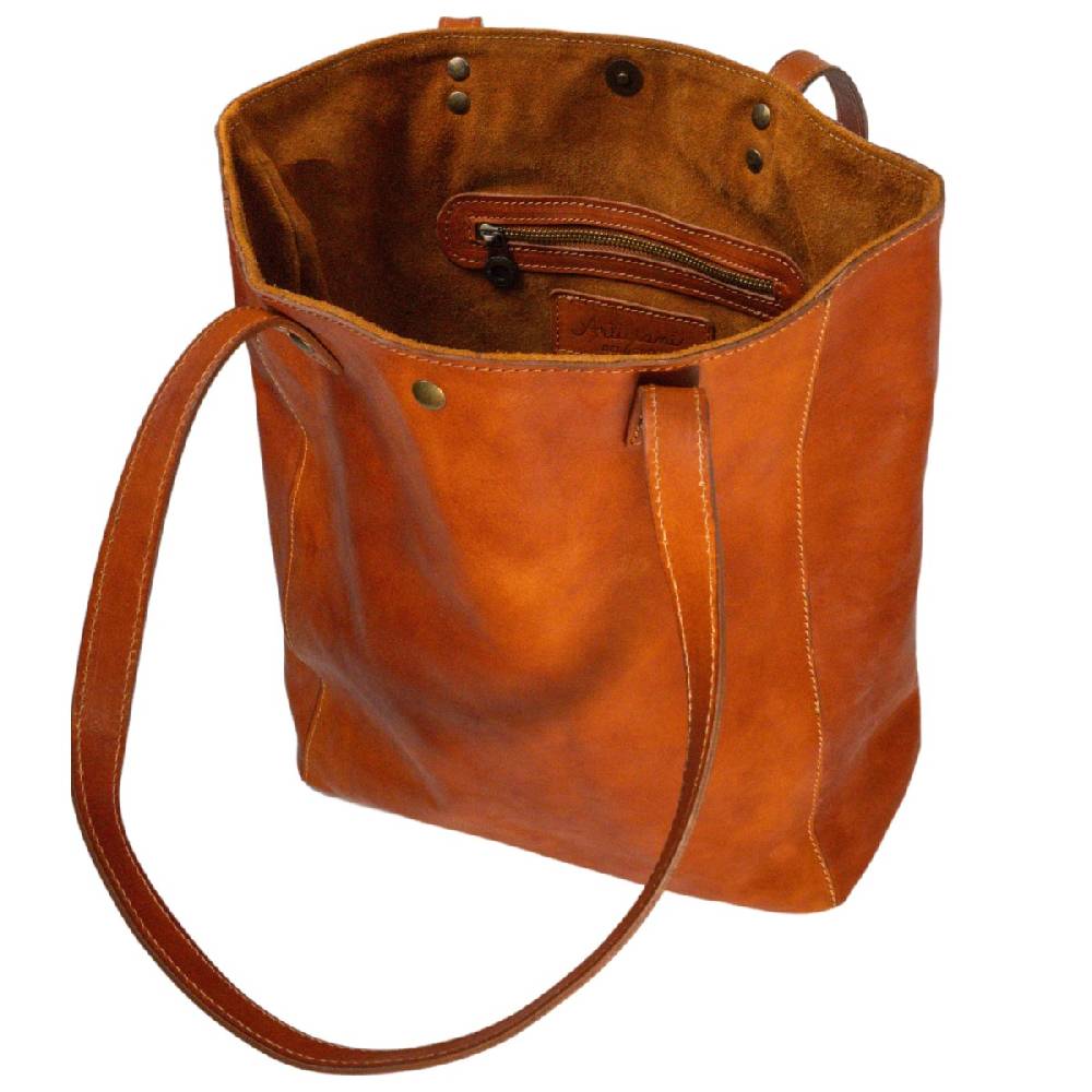 Lartigiano Del Cuoio Shopping bag in pelle color cuoio realizzata a mano in Toscana Nuova