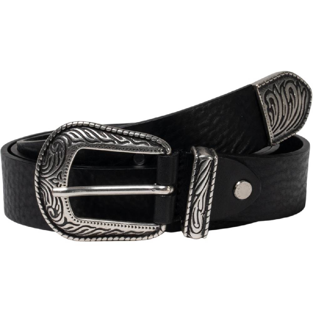 Lartigiano Del Cuoio Cintura western donna in pelle nero con puntale in metallo inciso Qualità