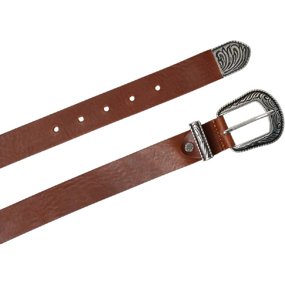 Lartigiano Del Cuoio Cintura western donna in cuoio con puntale in metallo inciso Spedizione Gratuita