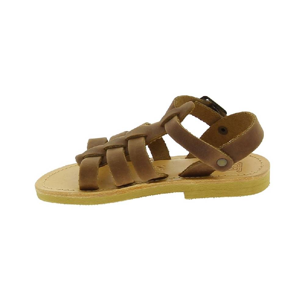 Lartigiano Del Cuoio Sandali gladiatore da bambino in pelle nubuck marrone chiusura con fibbia Acquista Ora