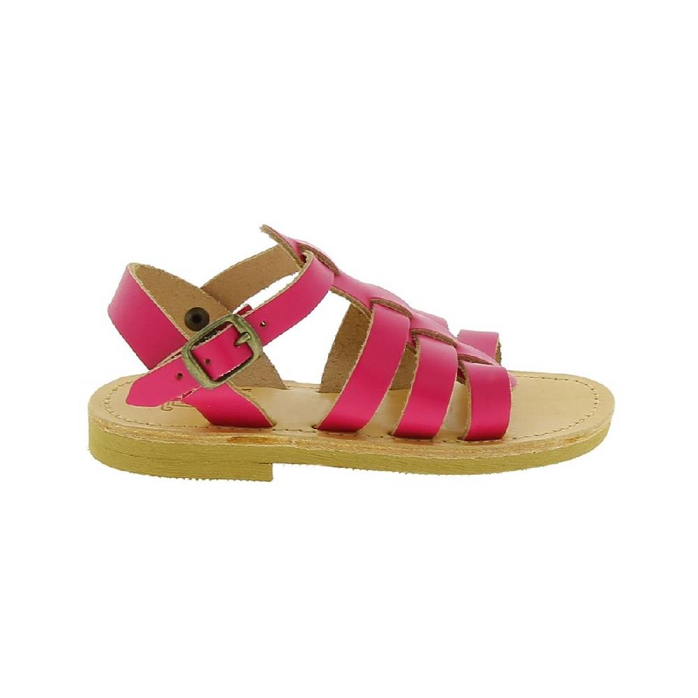 Lartigiano Del Cuoio Sandali gladiatore da bambina in pelle di vitello fucsia chiusura con fibbia Consegna Veloce