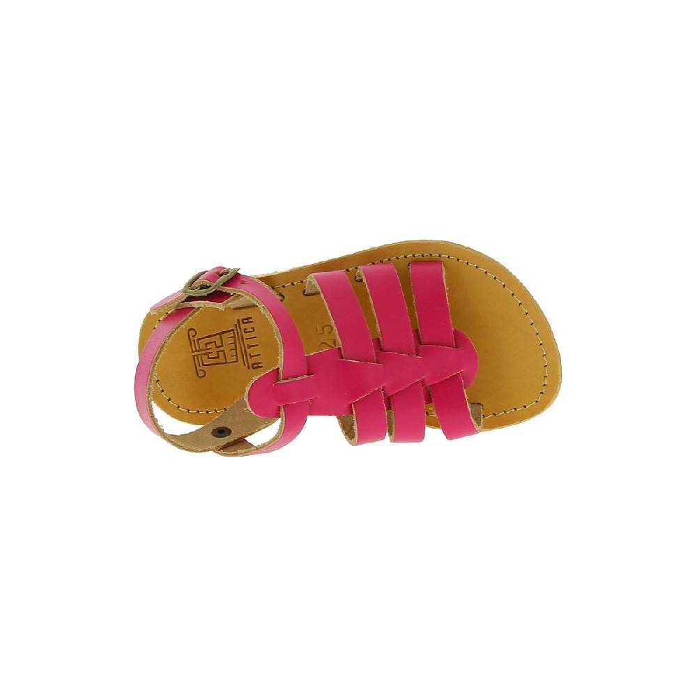 Lartigiano Del Cuoio Sandali gladiatore da bambina in pelle di vitello fucsia chiusura con fibbia Consegna Veloce