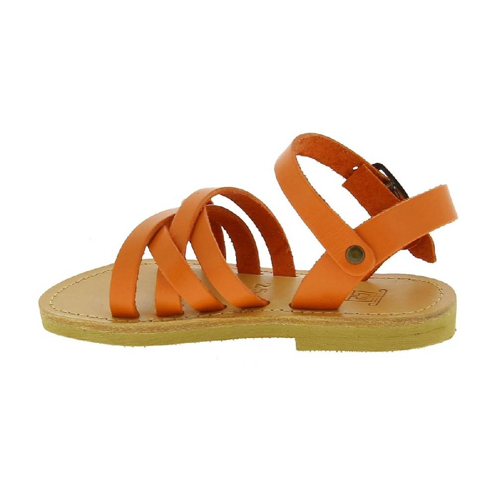 Lartigiano Del Cuoio Sandali intrecciati gladiatore da bambino in pelle di vitello arancione chiusura con fibbia Super Saving Price
