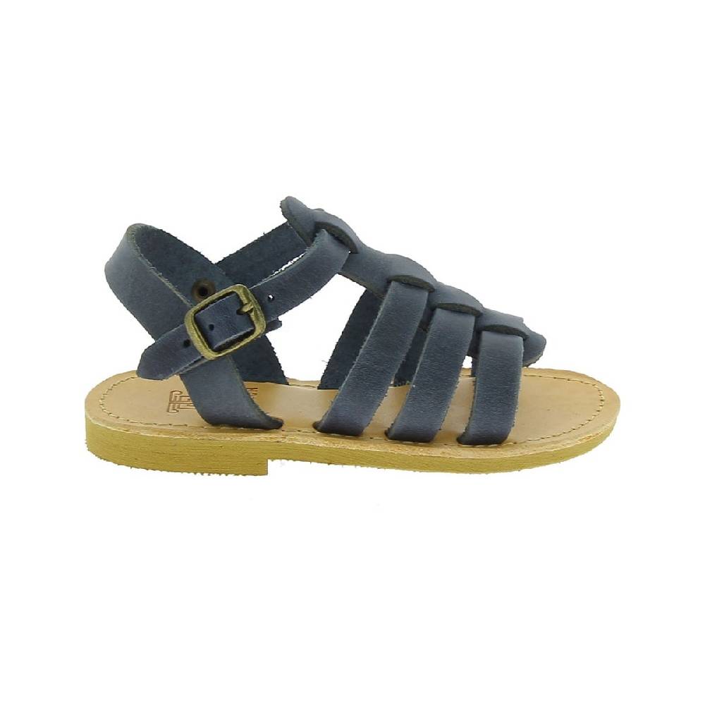 Lartigiano Del Cuoio Sandalo da bambino in morbida pelle nubuck blu chiusura con fibbia Shopping Online