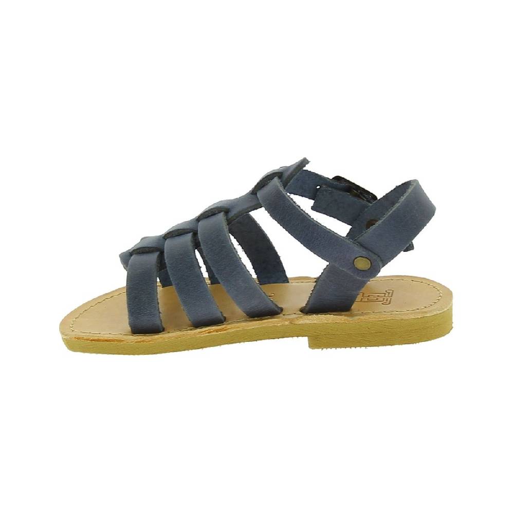 Lartigiano Del Cuoio Sandalo da bambino in morbida pelle nubuck blu chiusura con fibbia Shopping Online