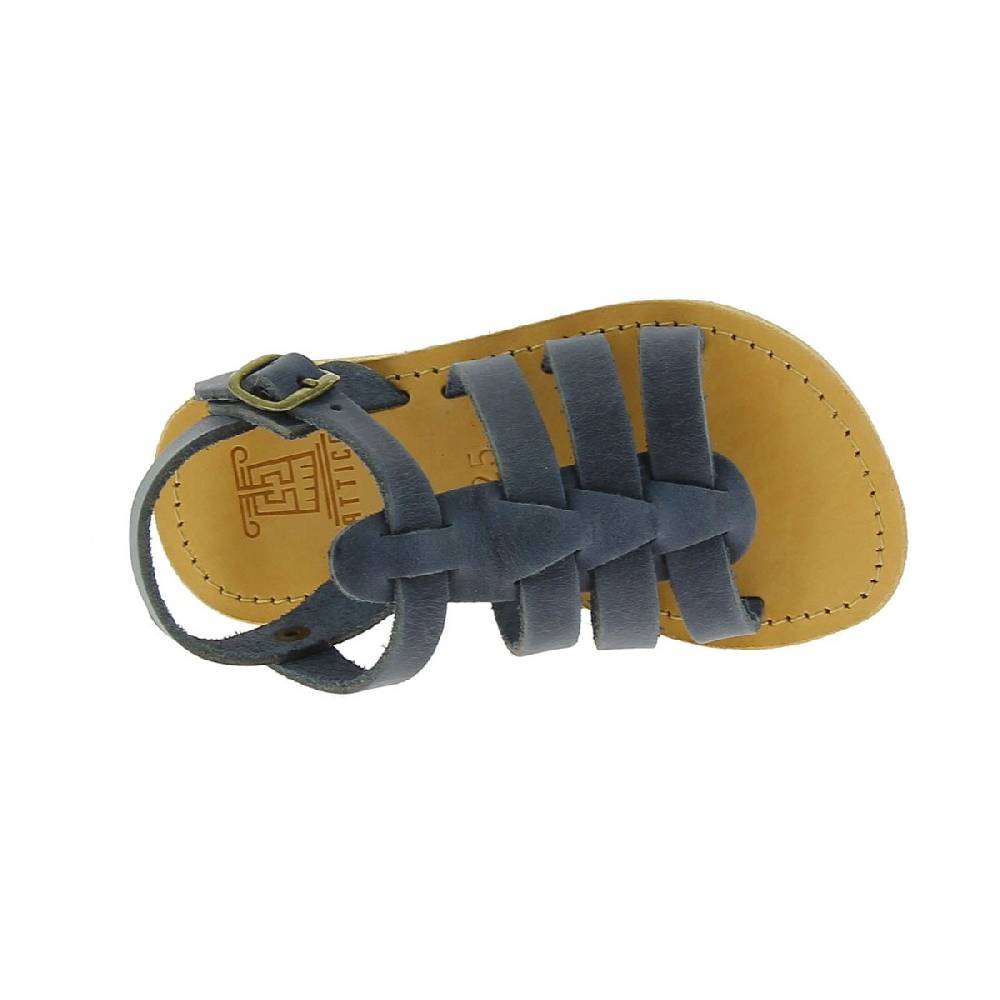 Lartigiano Del Cuoio Sandalo da bambino in morbida pelle nubuck blu chiusura con fibbia Shopping Online