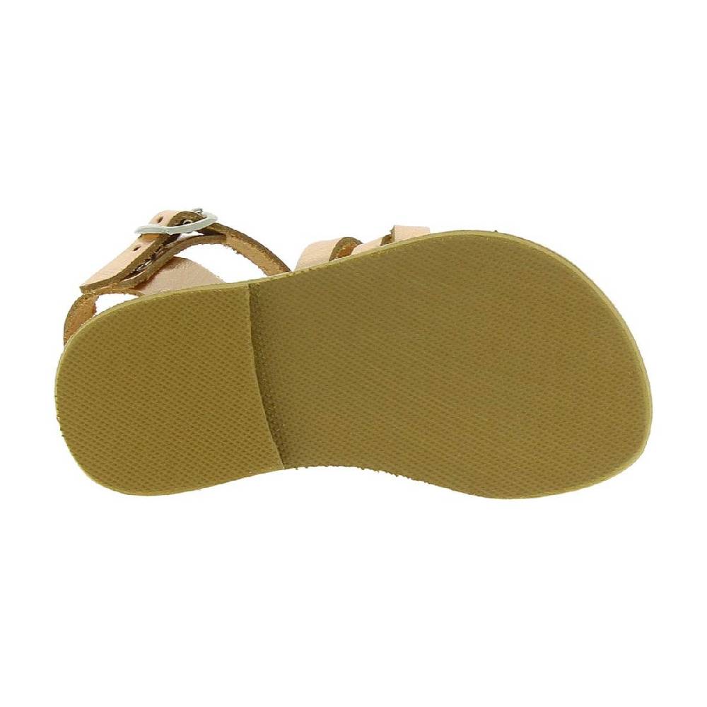 Lartigiano Del Cuoio Sandali intrecciati gladiatore da bambina in pelle di vitello laminata oro rosa chiusura con fibbia Rilascio limitato