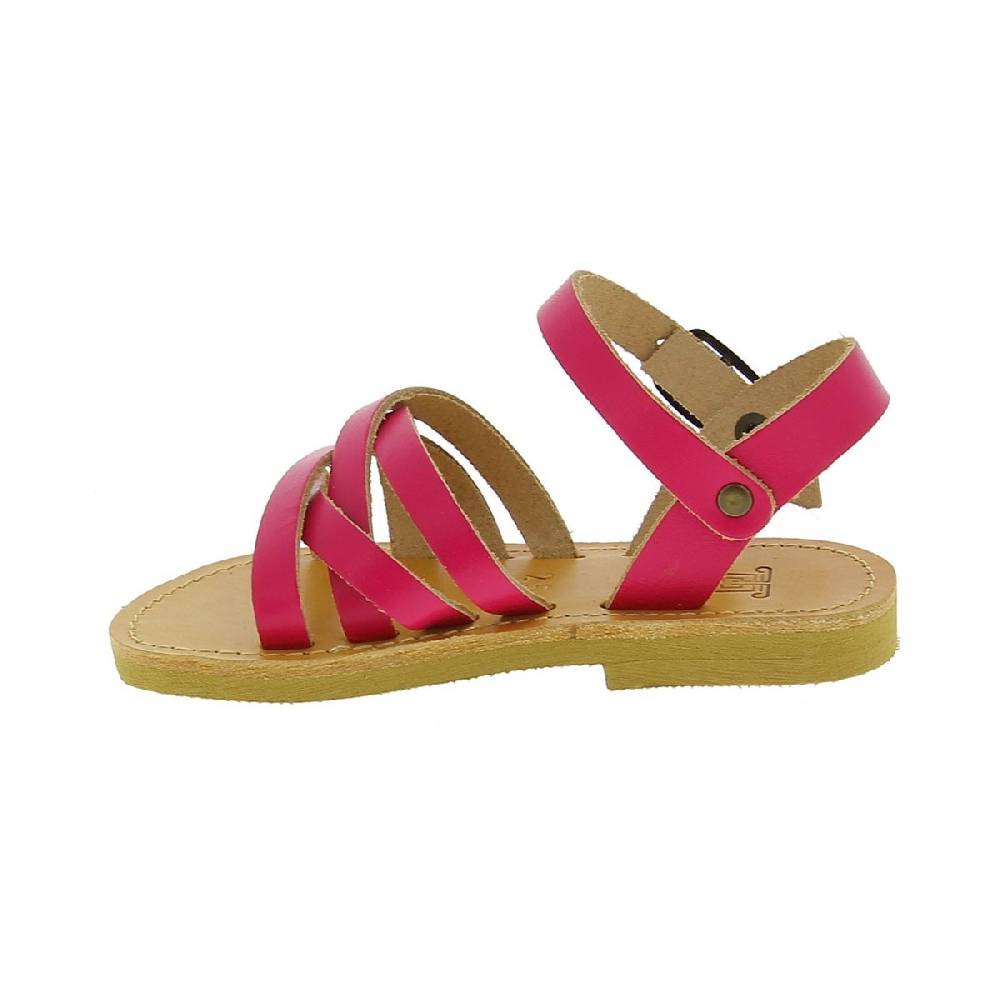 Lartigiano Del Cuoio Sandali intrecciati da bambina in pelle di vitello fucsia chiusura con fibbia Novità