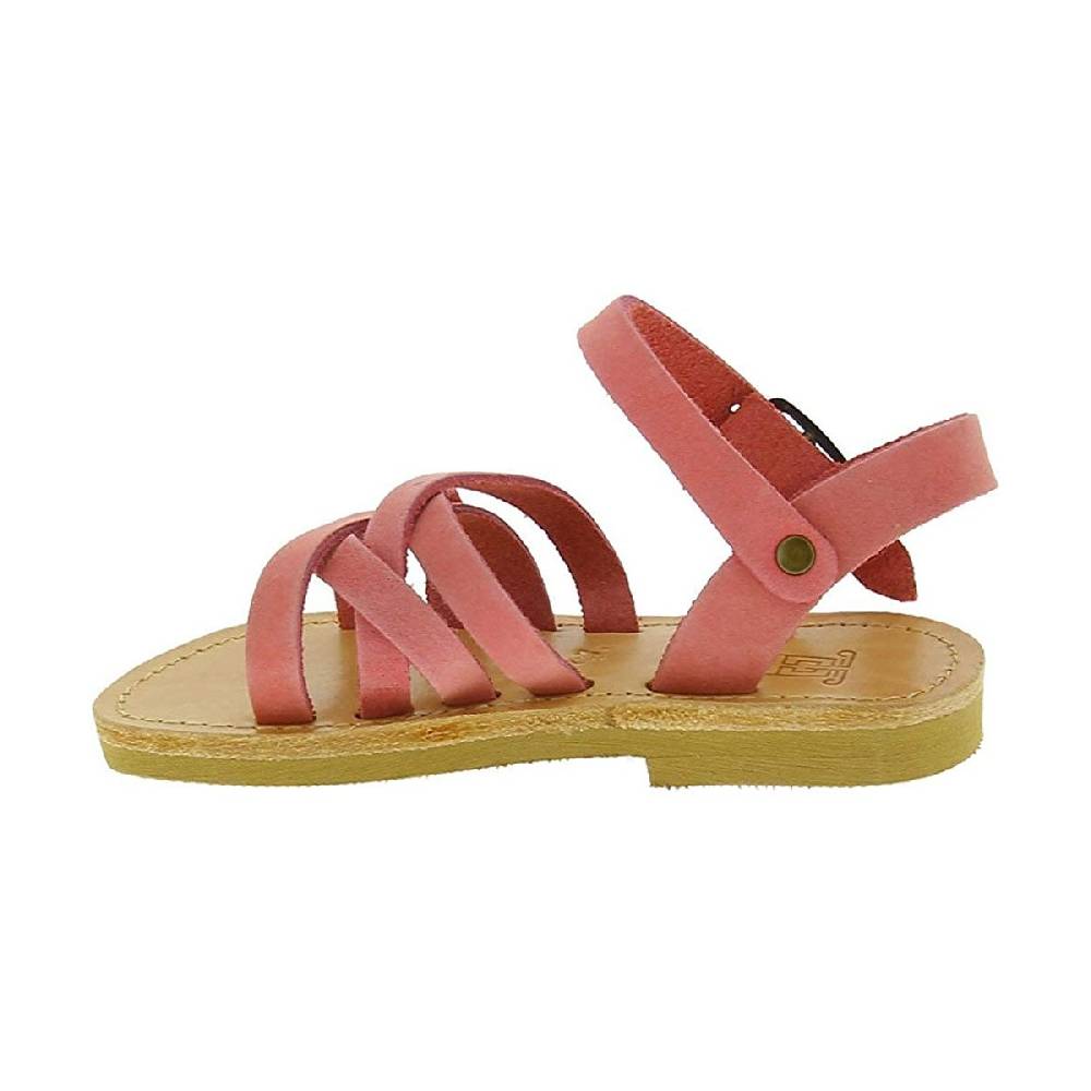 Lartigiano Del Cuoio Sandali intrecciati da bambina in pelle nubuck rosa chiaro chiusura con fibbia Sconto