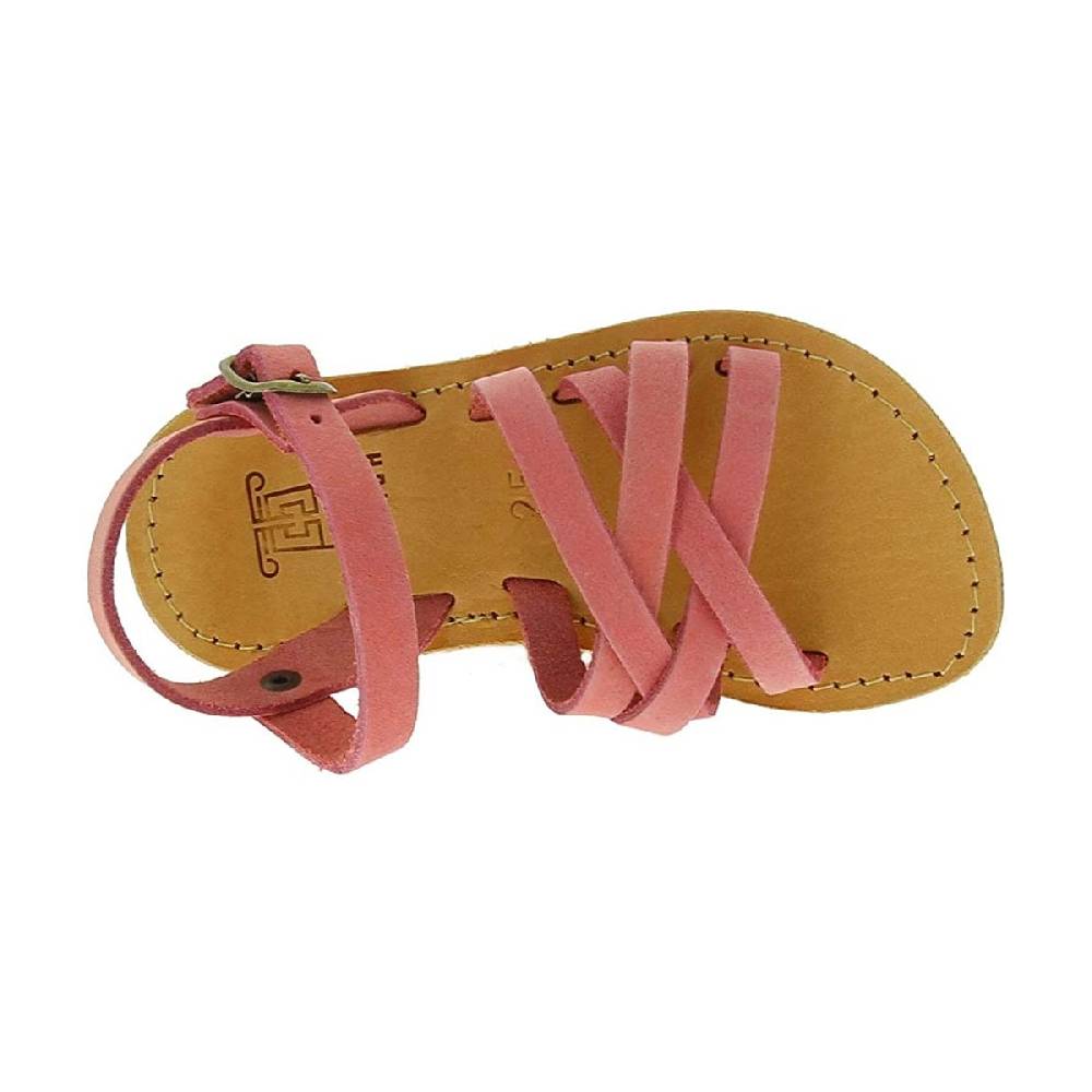 Lartigiano Del Cuoio Sandali intrecciati da bambina in pelle nubuck rosa chiaro chiusura con fibbia Sconto