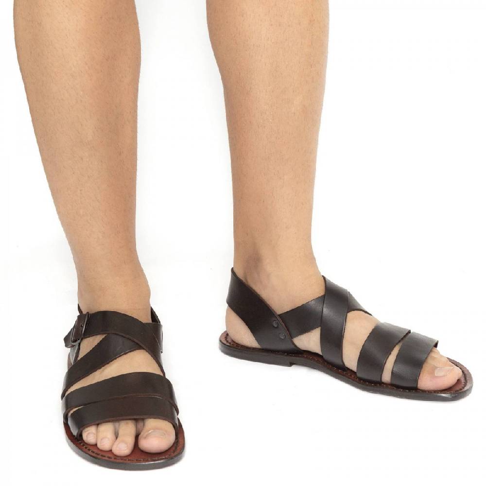 Lartigiano Del Cuoio Sandali uomo fatti a mano in pelle color testa di moro Online