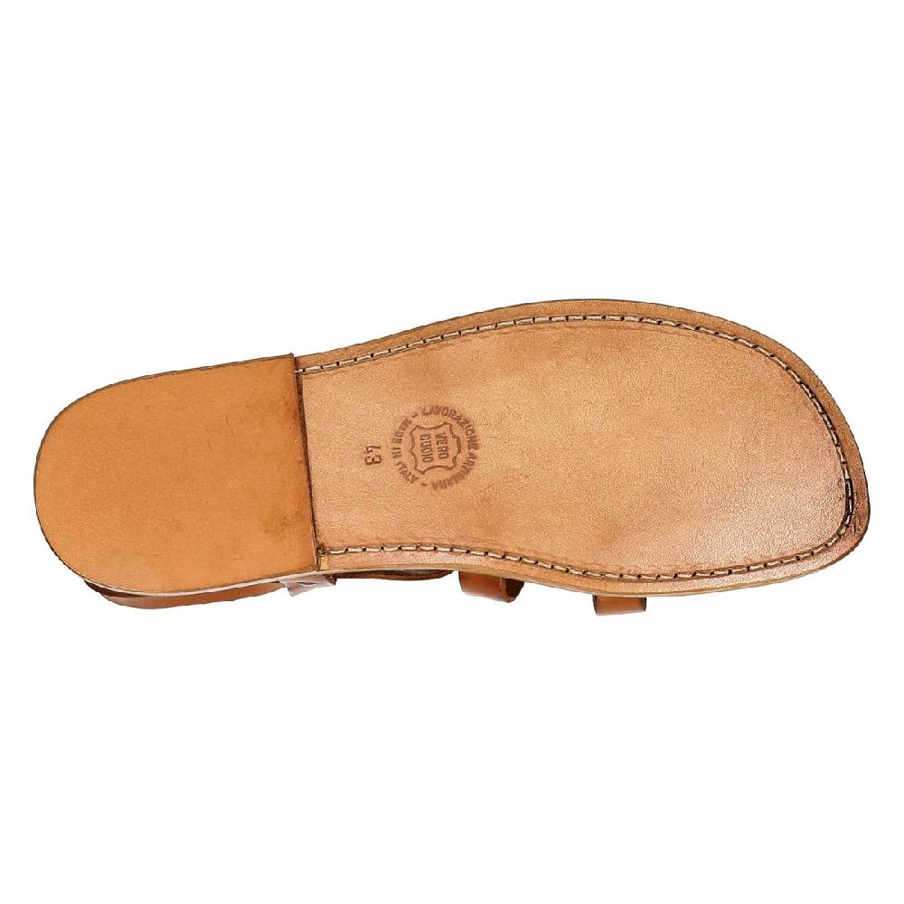 Lartigiano Del Cuoio Sandali francescani uomo fatti a mano in pelle color cuoio antico Outlet