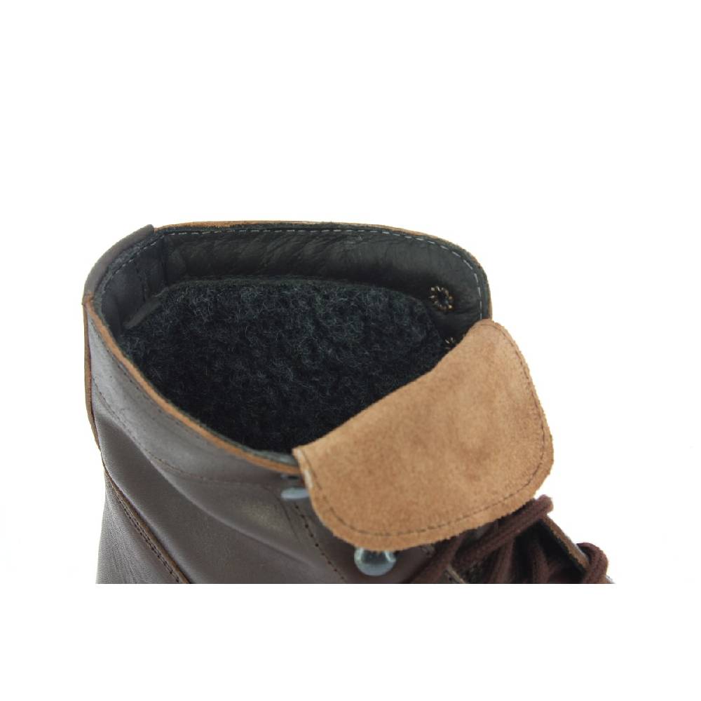 Lartigiano Del Cuoio Stivaletti da donna in pelle marrone scuro con fodera invernale Negozio
