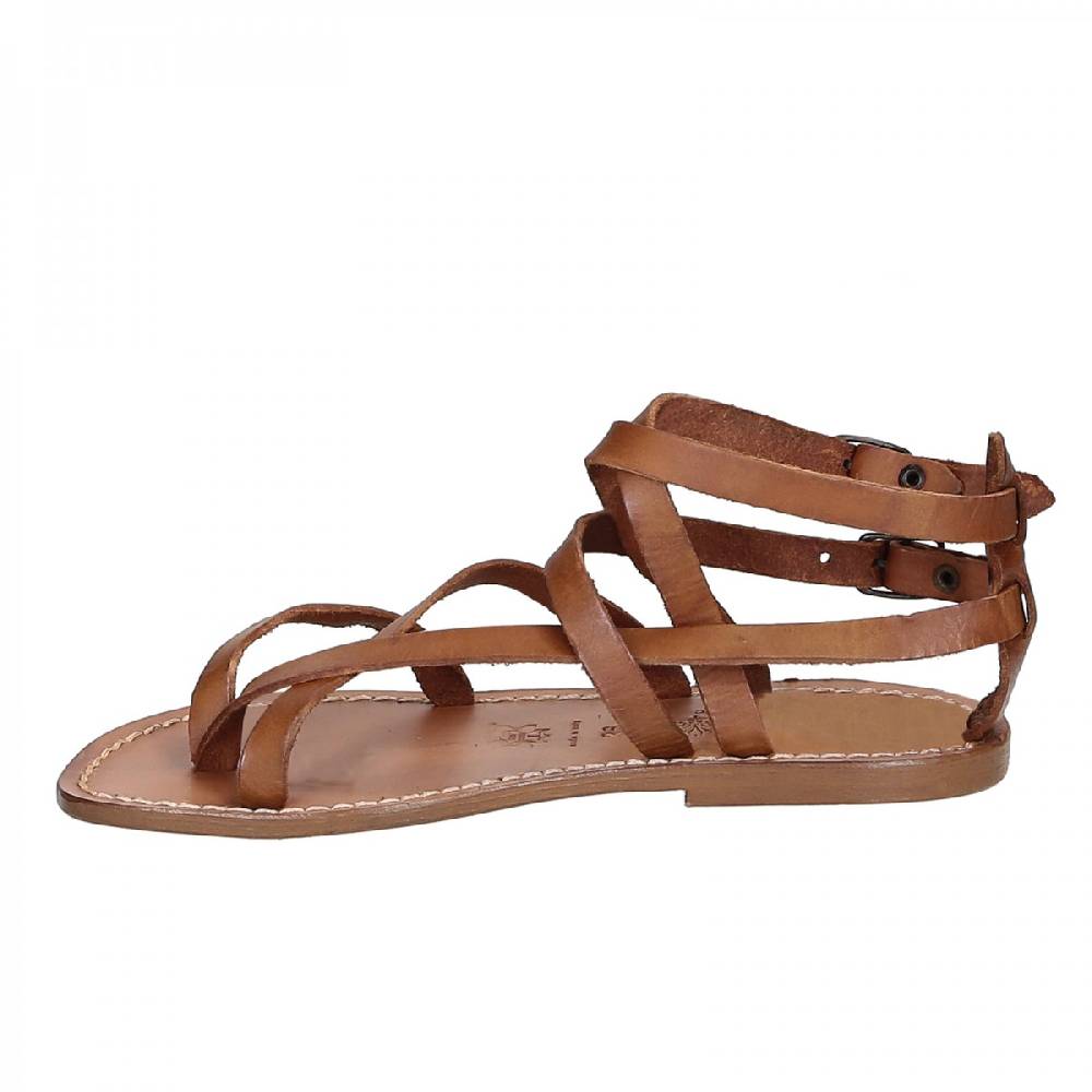 Lartigiano Del Cuoio Sandali alla schiava artigianali in pelle color cuoio Promozione