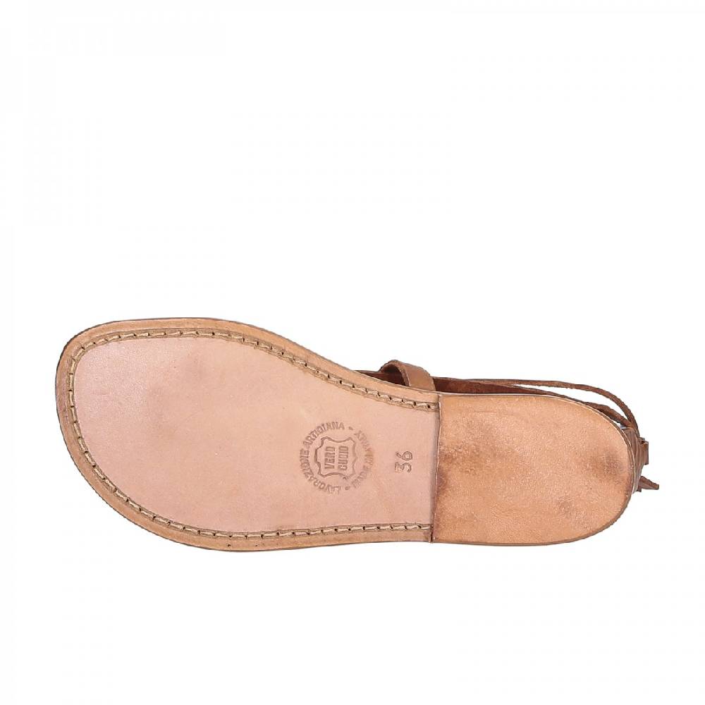 Lartigiano Del Cuoio Sandali alla schiava artigianali in pelle color cuoio Promozione
