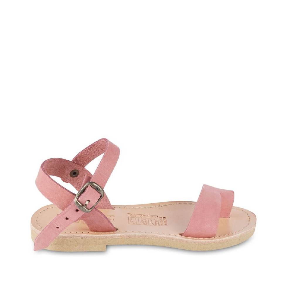 Lartigiano Del Cuoio Sandali infradito da bambina in pelle nubuk rosa chiusura con fibbia Outlet