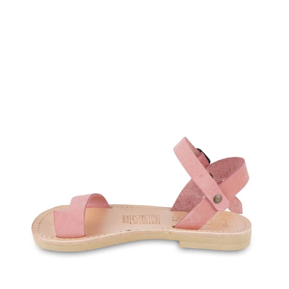 Lartigiano Del Cuoio Sandali infradito da bambina in pelle nubuk rosa chiusura con fibbia Outlet