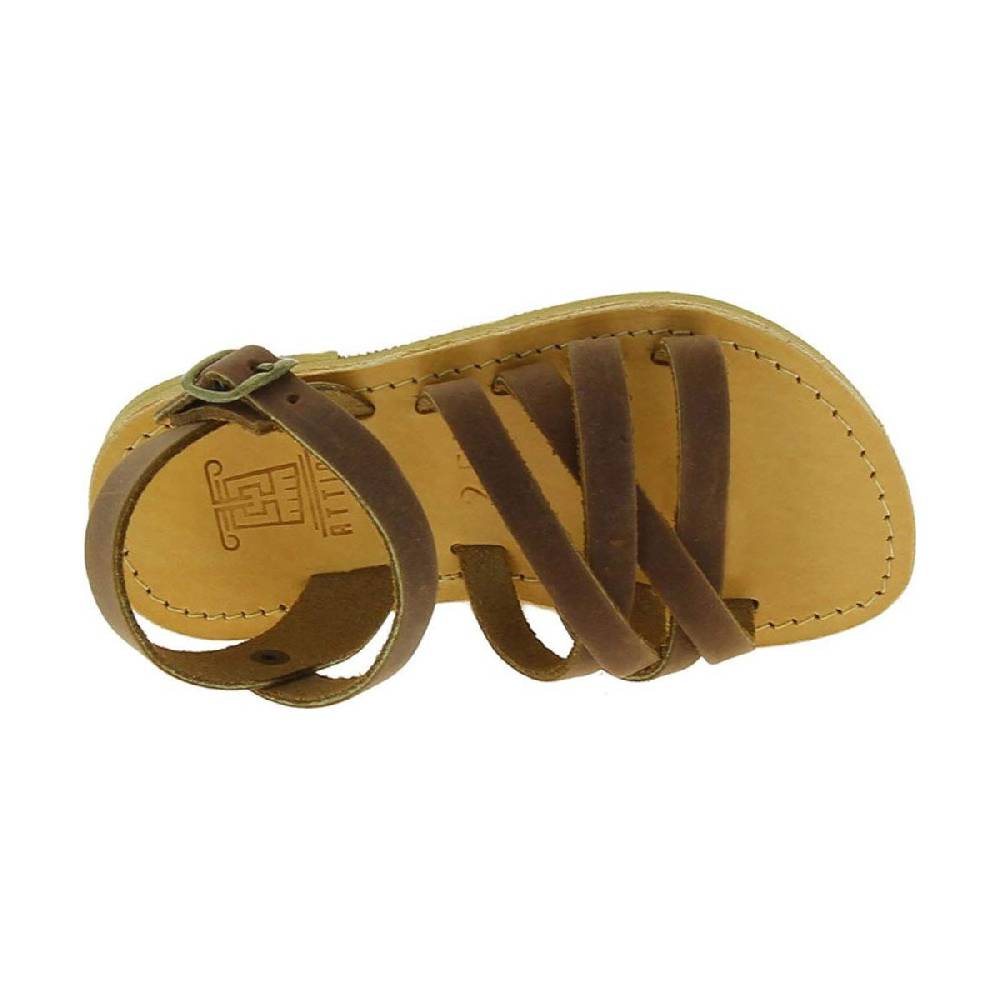 Lartigiano Del Cuoio Sandali intrecciati gladiatore da bambino in pelle nubuck marrone chiusura con fibbia Hotsell