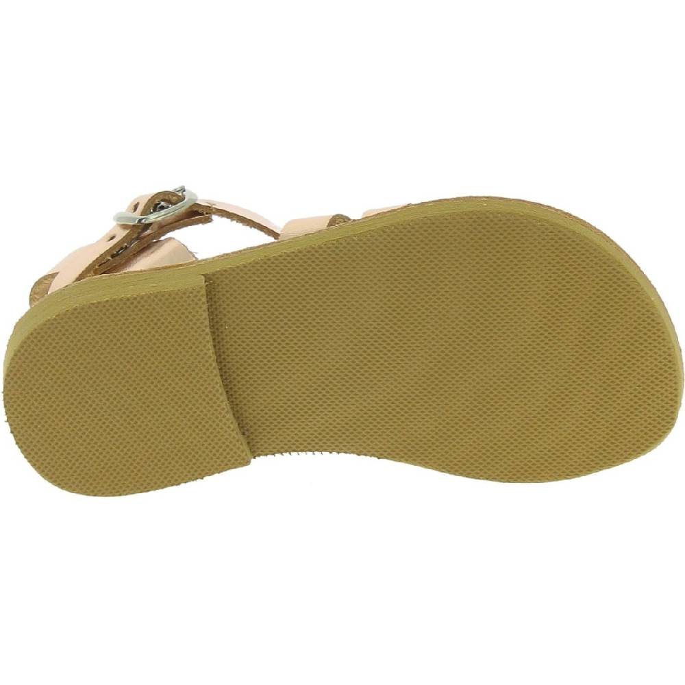 Lartigiano Del Cuoio Sandali gladiatore da bambina in pelle di vitello laminata oro rosa chiusura con fibbia Offerte