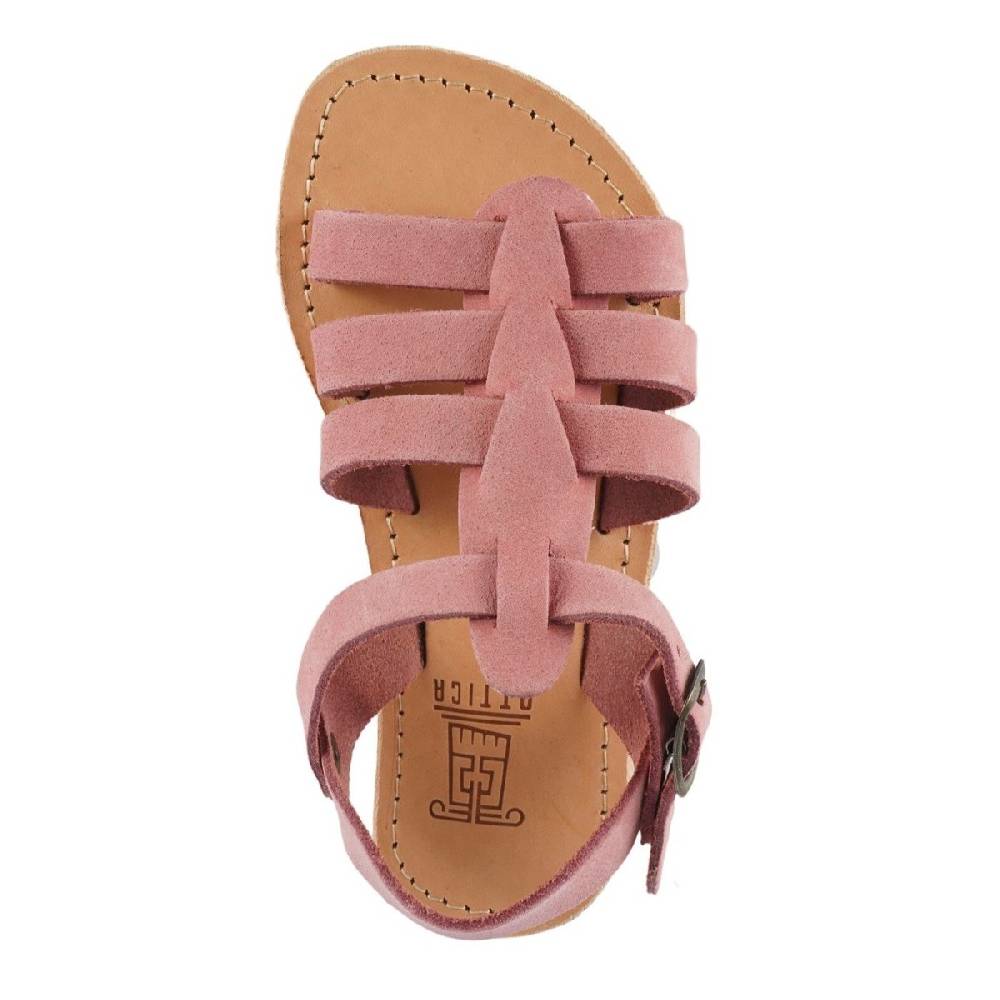 Lartigiano Del Cuoio Sandalo da bambina in morbida pelle nubuck rosa chiusura con fibbia I Più Venduti