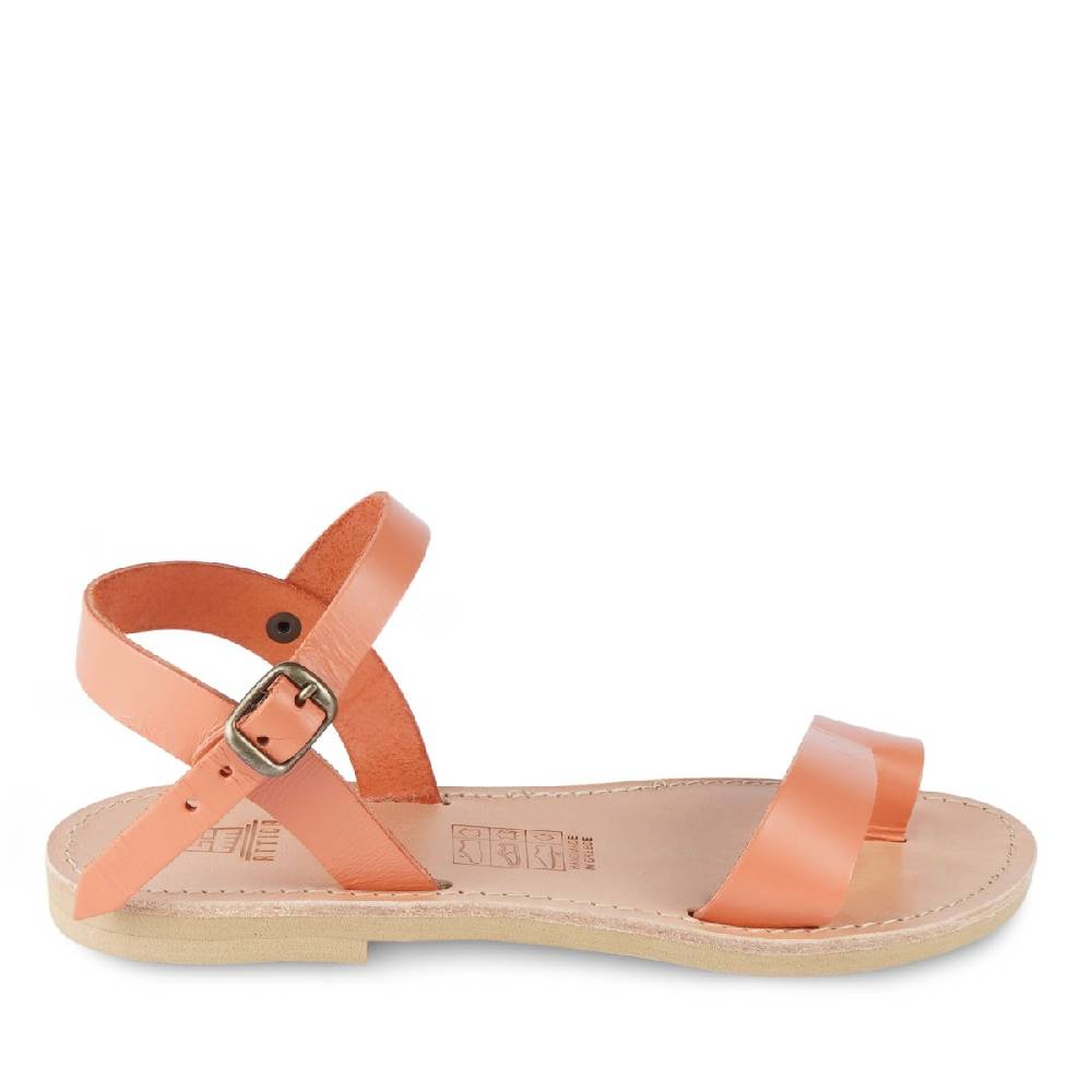 Lartigiano Del Cuoio Sandali infradito da bambino in pelle di vitello arancione chiusura con fibbia Vendite Flash