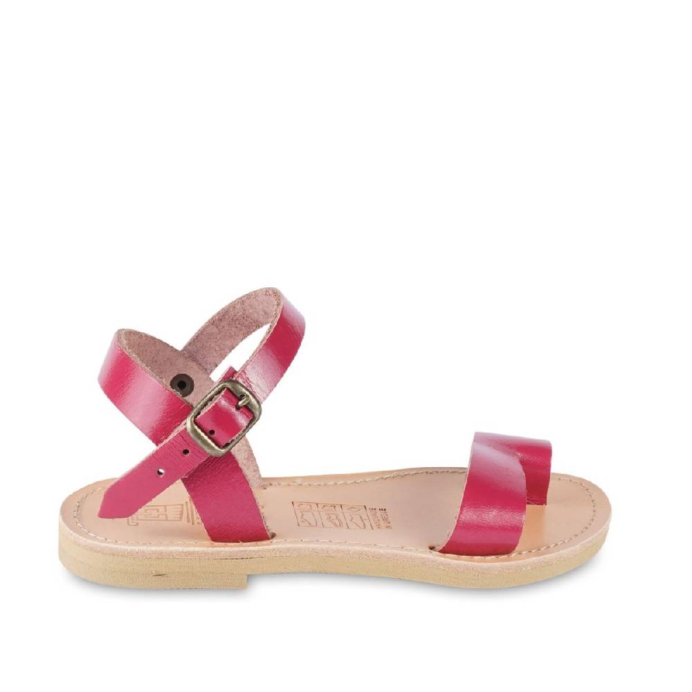 Lartigiano Del Cuoio Sandali infradito da bambina in pelle di vitello fucsia chiusura con fibbia In Saldo