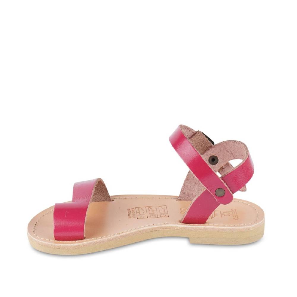 Lartigiano Del Cuoio Sandali infradito da bambina in pelle di vitello fucsia chiusura con fibbia In Saldo