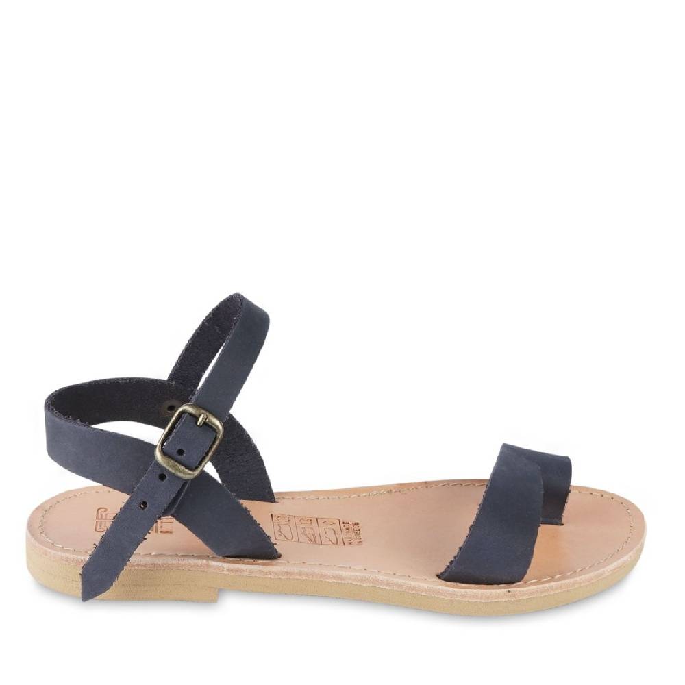 Lartigiano Del Cuoio Sandali infradito da bambino in pelle nubuk blu chiusura con fibbia Nuova
