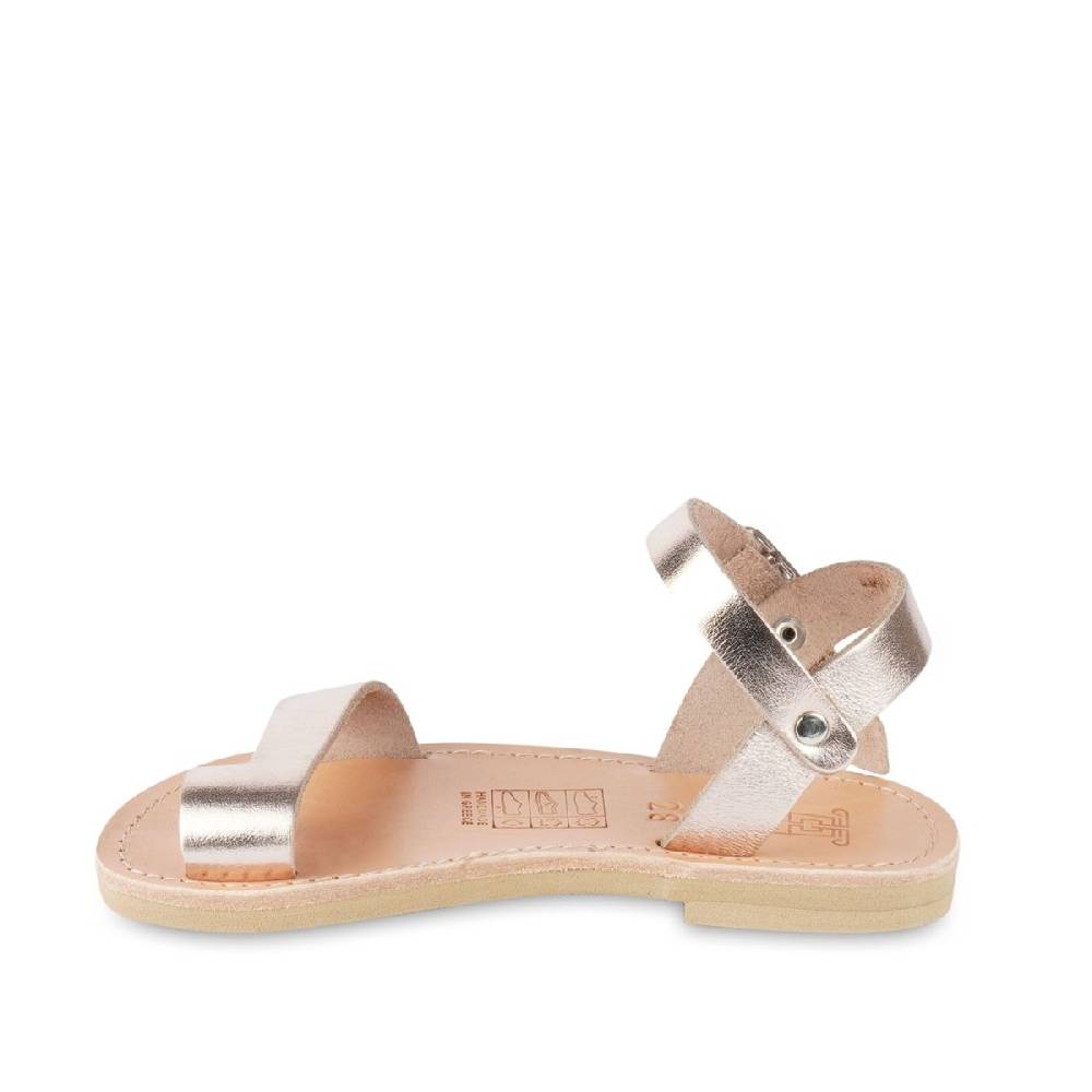 Lartigiano Del Cuoio Sandali infradito da bambina in pelle di vitello oro rosa chiusura con fibbia Italy