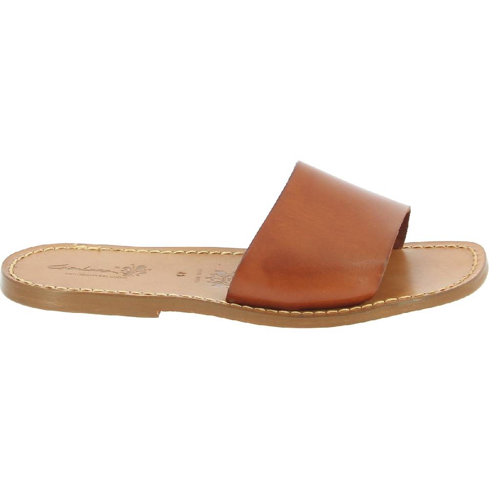 Lartigiano Del Cuoio Ciabatte da uomo in pelle di vitello color cuoio artigianali Moda