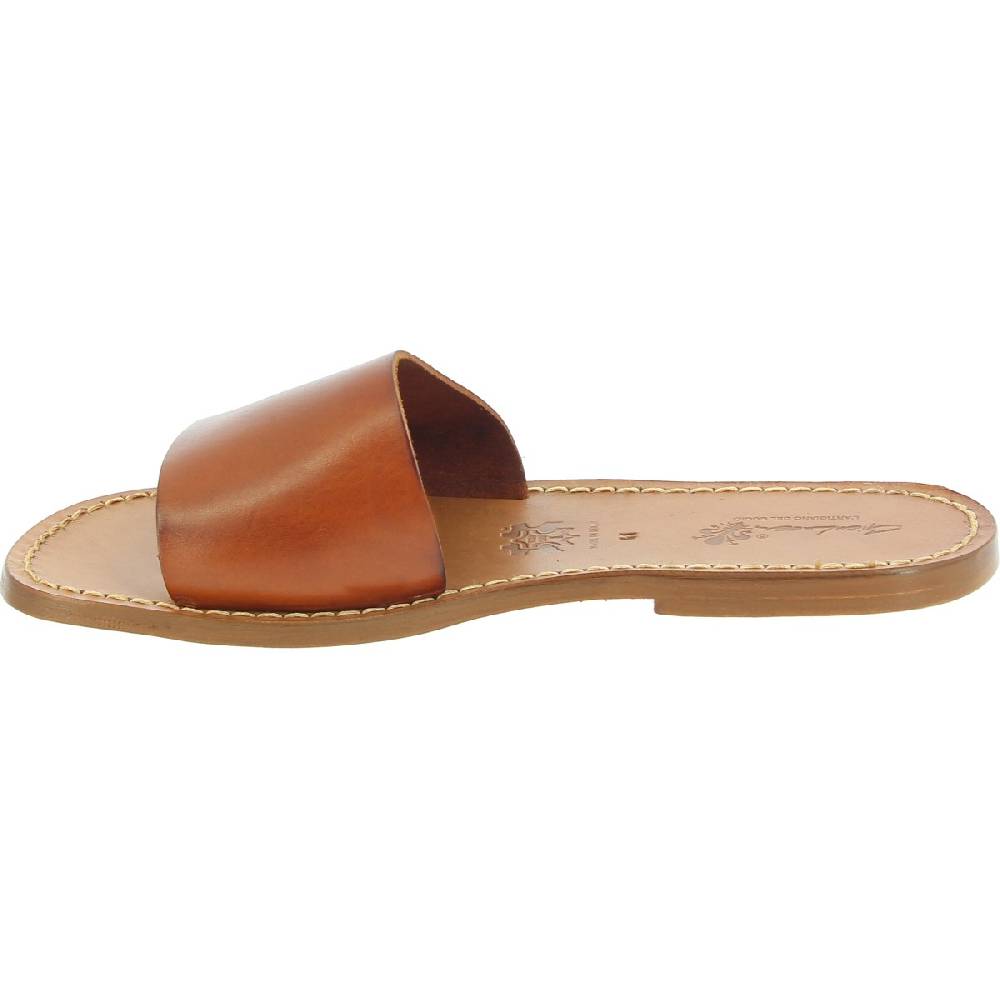 Lartigiano Del Cuoio Ciabatte da uomo in pelle di vitello color cuoio artigianali Moda