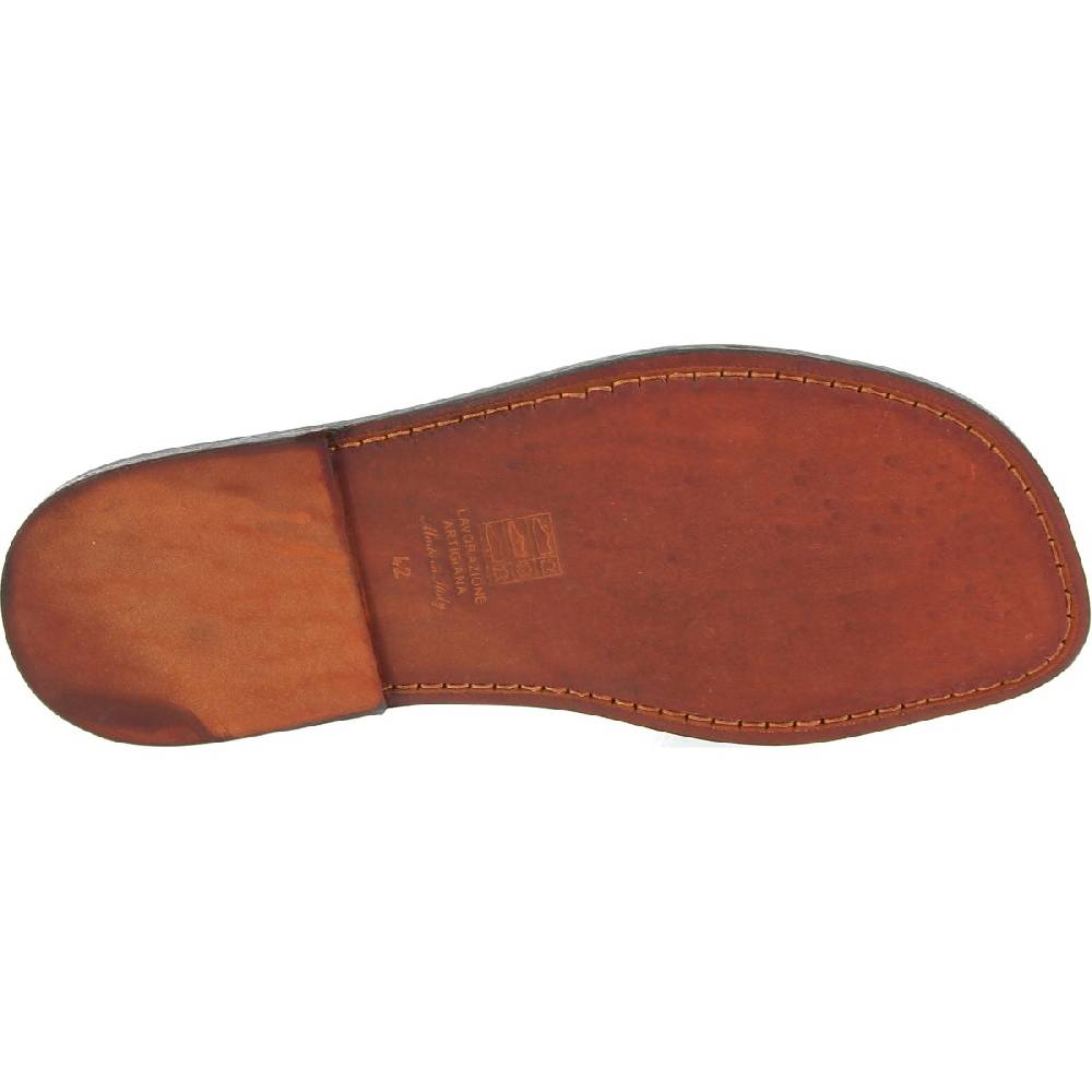 Lartigiano Del Cuoio Ciabatte da uomo in pelle di vitello color testa di moro artigianali In Linea