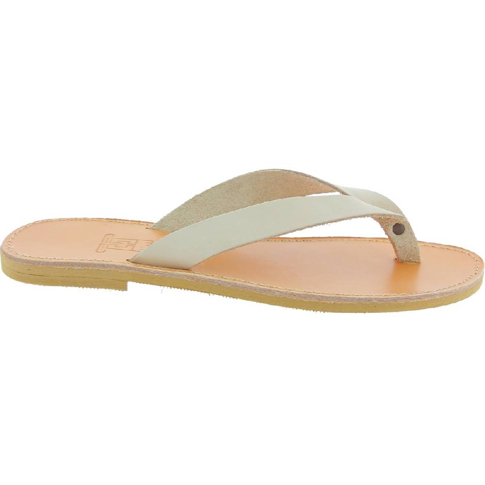 Lartigiano Del Cuoio Sandali infradito slip-on da uomo in pelle nabuk bianco sporco fatti a mano Vendita