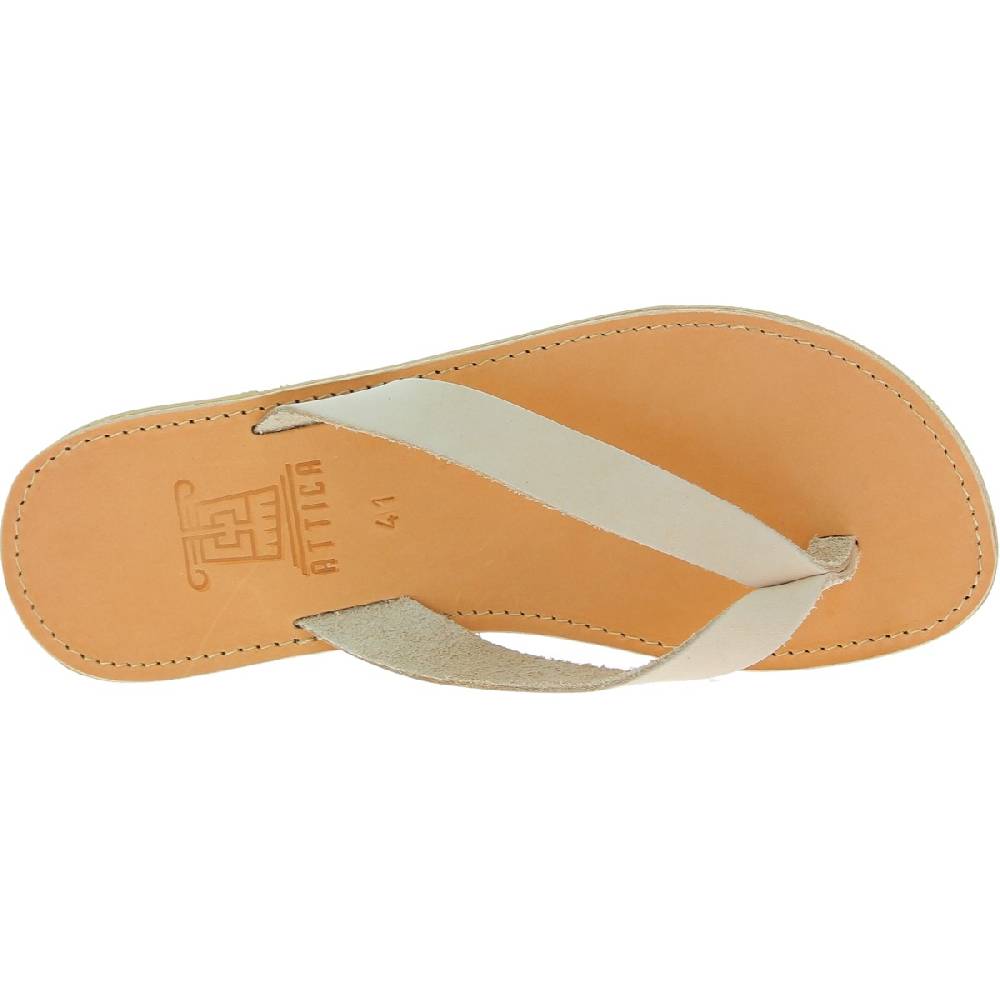 Lartigiano Del Cuoio Sandali infradito slip-on da uomo in pelle nabuk bianco sporco fatti a mano Vendita