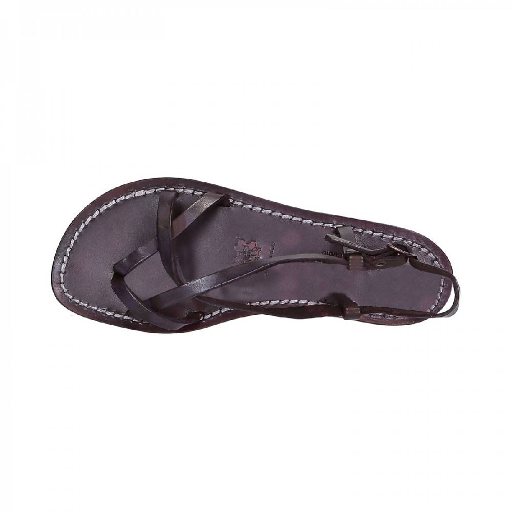 Lartigiano Del Cuoio Sandali cuoio artigianali donna in pelle color prugna Promozione