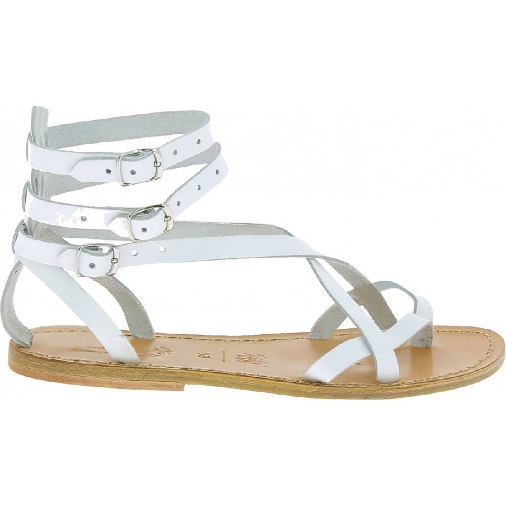 Lartigiano Del Cuoio Sandali gladiatore fatti a mano in pelle colore bianco Presa