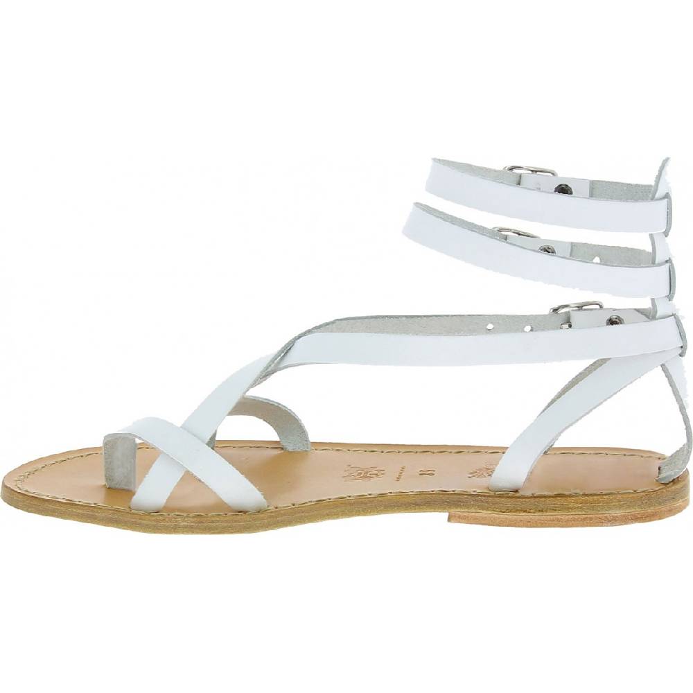 Lartigiano Del Cuoio Sandali gladiatore fatti a mano in pelle colore bianco Presa