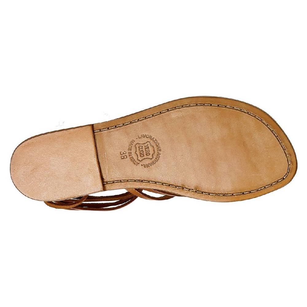 Lartigiano Del Cuoio Sandali alla schiava donna artigianali in pelle color cuoio antico Sconto
