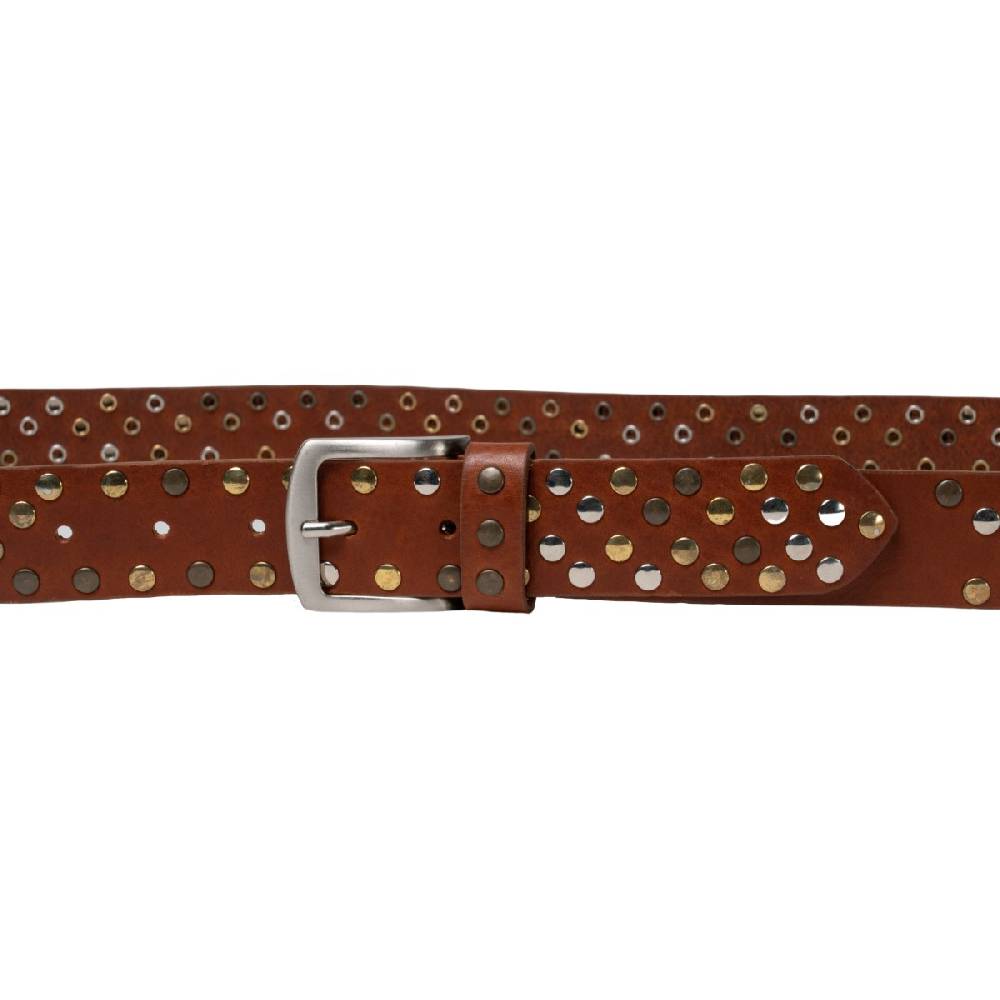 Lartigiano Del Cuoio Cintura in cuoio con borchie in metallo unisex Saldi Di Fabbrica