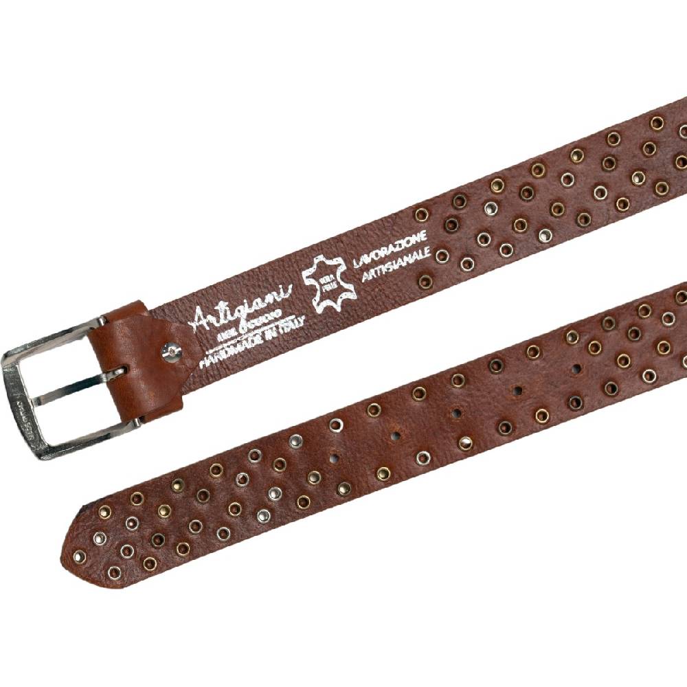 Lartigiano Del Cuoio Cintura in cuoio con borchie in metallo unisex Saldi Di Fabbrica
