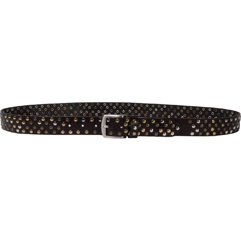 Lartigiano Del Cuoio Cintura borchiata in pelle marrone scuro di 3,5 cm unisex I Più Venduti