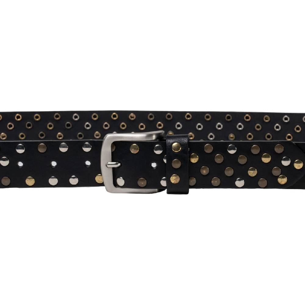 Lartigiano Del Cuoio Cintura in pelle nera con borchie metalliche unisex Vendite Flash