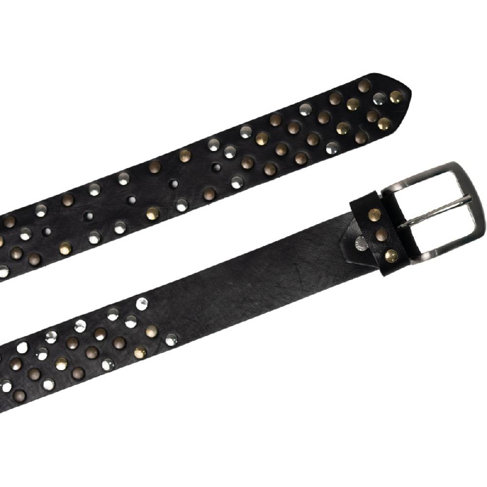 Lartigiano Del Cuoio Cintura in pelle nera con borchie metalliche unisex Vendite Flash