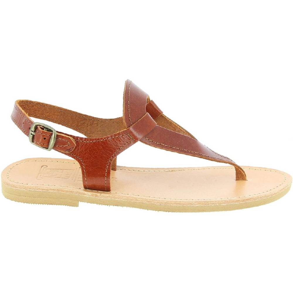 Lartigiano Del Cuoio Sandali infradito a goccia da donna fatti a mano in pelle di vitello marrone Saldi