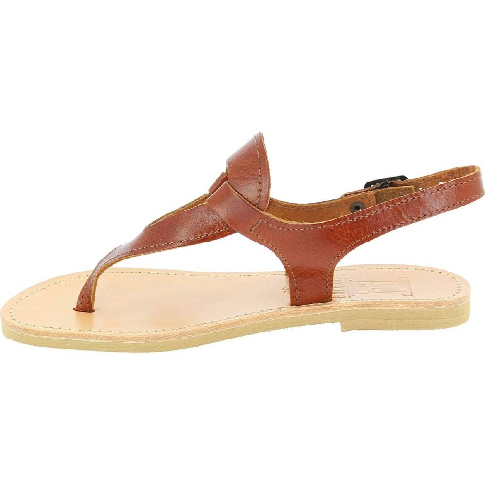 Lartigiano Del Cuoio Sandali infradito a goccia da donna fatti a mano in pelle di vitello marrone Saldi