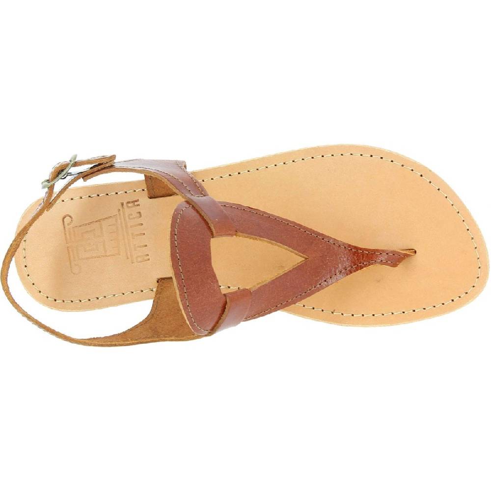 Lartigiano Del Cuoio Sandali infradito a goccia da donna fatti a mano in pelle di vitello marrone Saldi