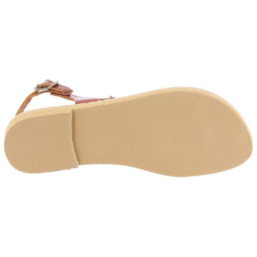 Lartigiano Del Cuoio Sandali infradito a goccia da donna fatti a mano in pelle di vitello marrone Saldi