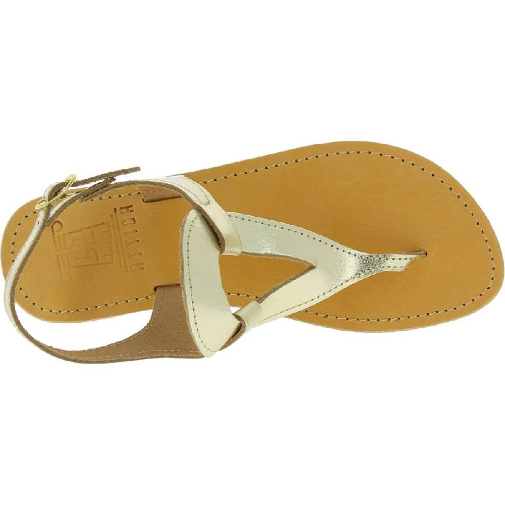 Lartigiano Del Cuoio Sandali infradito a goccia da donna fatti a mano in pelle di vitello laminata oro Hotsell