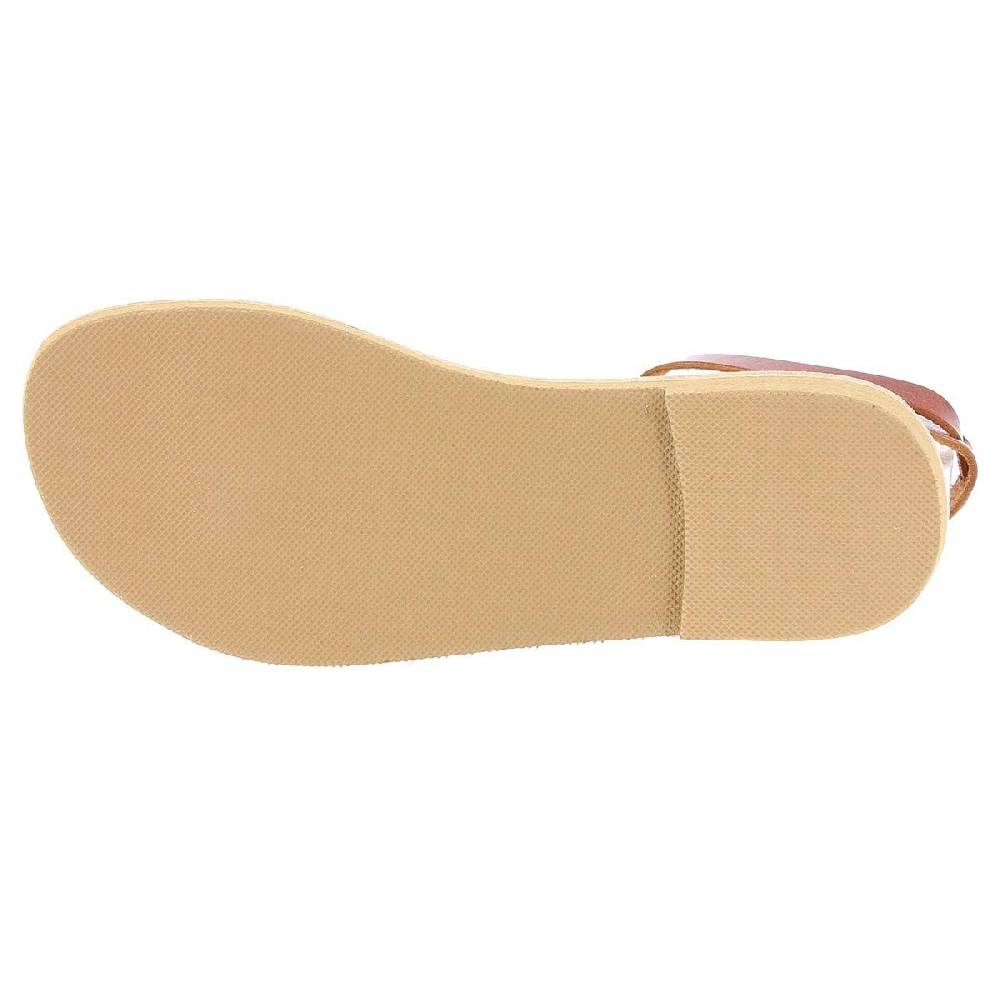 Lartigiano Del Cuoio Sandali infradito a cerchi da donna fatti a mano in pelle di vitello marrone Vendita Economica